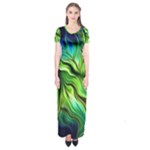 Fractal Art Pattern Abstract Fantasy Digital Short Sleeve Maxi Dress