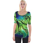 Fractal Art Pattern Abstract Fantasy Digital Wide Neckline Tee