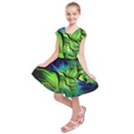 Fractal Art Pattern Abstract Fantasy Digital Kids  Short Sleeve Dress