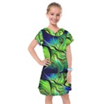 Fractal Art Pattern Abstract Fantasy Digital Kids  Drop Waist Dress