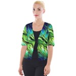 Fractal Art Pattern Abstract Fantasy Digital Cropped Button Cardigan