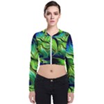 Fractal Art Pattern Abstract Fantasy Digital Long Sleeve Zip Up Bomber Jacket