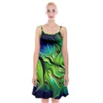 Fractal Art Pattern Abstract Fantasy Digital Spaghetti Strap Velvet Dress