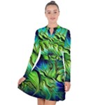 Fractal Art Pattern Abstract Fantasy Digital Long Sleeve Panel Dress