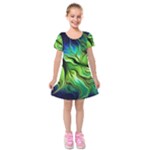 Fractal Art Pattern Abstract Fantasy Digital Kids  Short Sleeve Velvet Dress