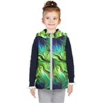 Fractal Art Pattern Abstract Fantasy Digital Kids  Hooded Puffer Vest