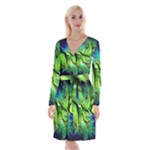 Fractal Art Pattern Abstract Fantasy Digital Long Sleeve Velvet Front Wrap Dress