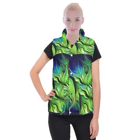 Fractal Art Pattern Abstract Fantasy Digital Women s Button Up Vest from ArtsNow.com