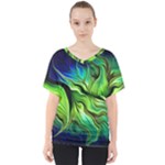 Fractal Art Pattern Abstract Fantasy Digital V-Neck Dolman Drape Top