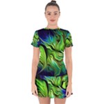 Fractal Art Pattern Abstract Fantasy Digital Drop Hem Mini Chiffon Dress