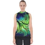 Fractal Art Pattern Abstract Fantasy Digital Mock Neck Shell Top