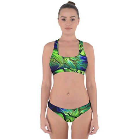 Fractal Art Pattern Abstract Fantasy Digital Cross Back Hipster Bikini Set from ArtsNow.com