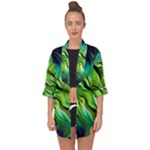 Fractal Art Pattern Abstract Fantasy Digital Open Front Chiffon Kimono