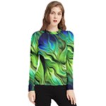 Fractal Art Pattern Abstract Fantasy Digital Women s Long Sleeve Rash Guard