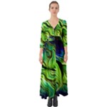 Fractal Art Pattern Abstract Fantasy Digital Button Up Boho Maxi Dress