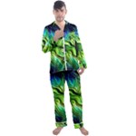 Fractal Art Pattern Abstract Fantasy Digital Men s Long Sleeve Satin Pajamas Set