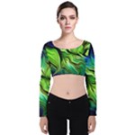 Fractal Art Pattern Abstract Fantasy Digital Velvet Long Sleeve Crop Top