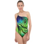 Fractal Art Pattern Abstract Fantasy Digital Classic One Shoulder Swimsuit