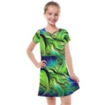 Fractal Art Pattern Abstract Fantasy Digital Kids  Cross Web Dress