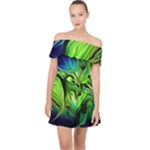 Fractal Art Pattern Abstract Fantasy Digital Off Shoulder Chiffon Dress