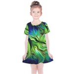 Fractal Art Pattern Abstract Fantasy Digital Kids  Simple Cotton Dress