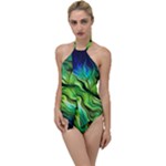 Fractal Art Pattern Abstract Fantasy Digital Go with the Flow One Piece Swimsuit