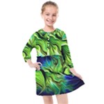 Fractal Art Pattern Abstract Fantasy Digital Kids  Quarter Sleeve Shirt Dress