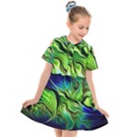 Fractal Art Pattern Abstract Fantasy Digital Kids  Short Sleeve Shirt Dress