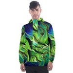 Fractal Art Pattern Abstract Fantasy Digital Men s Front Pocket Pullover Windbreaker