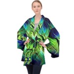 Fractal Art Pattern Abstract Fantasy Digital Long Sleeve Velvet Kimono 