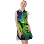 Fractal Art Pattern Abstract Fantasy Digital Sleeveless Shirt Dress