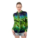 Fractal Art Pattern Abstract Fantasy Digital Long Sleeve Chiffon Shirt