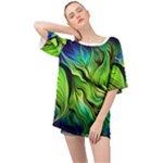 Fractal Art Pattern Abstract Fantasy Digital Oversized Chiffon Top