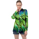 Fractal Art Pattern Abstract Fantasy Digital Long Sleeve Satin Shirt