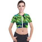 Fractal Art Pattern Abstract Fantasy Digital Short Sleeve Cropped Jacket