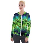 Fractal Art Pattern Abstract Fantasy Digital Velvet Zip Up Jacket