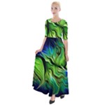 Fractal Art Pattern Abstract Fantasy Digital Half Sleeves Maxi Dress