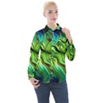 Fractal Art Pattern Abstract Fantasy Digital Women s Long Sleeve Pocket Shirt