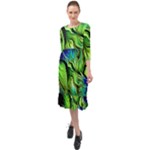 Fractal Art Pattern Abstract Fantasy Digital Ruffle End Midi Chiffon Dress