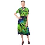 Fractal Art Pattern Abstract Fantasy Digital Keyhole Neckline Chiffon Dress