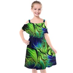 Kids  Cut Out Shoulders Chiffon Dress 