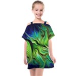 Fractal Art Pattern Abstract Fantasy Digital Kids  One Piece Chiffon Dress