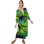 Fractal Art Pattern Abstract Fantasy Digital Grecian Style  Maxi Dress