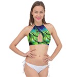 Fractal Art Pattern Abstract Fantasy Digital Cross Front Halter Bikini Top