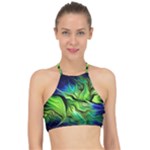 Fractal Art Pattern Abstract Fantasy Digital Racer Front Bikini Top