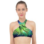 Fractal Art Pattern Abstract Fantasy Digital High Neck Bikini Top