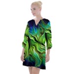 Fractal Art Pattern Abstract Fantasy Digital Open Neck Shift Dress