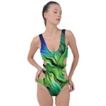 Fractal Art Pattern Abstract Fantasy Digital Side Cut Out Swimsuit