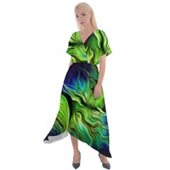 Cross Front Sharkbite Hem Maxi Dress 