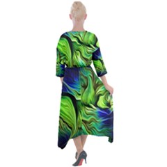 Quarter Sleeve Wrap Front Maxi Dress 